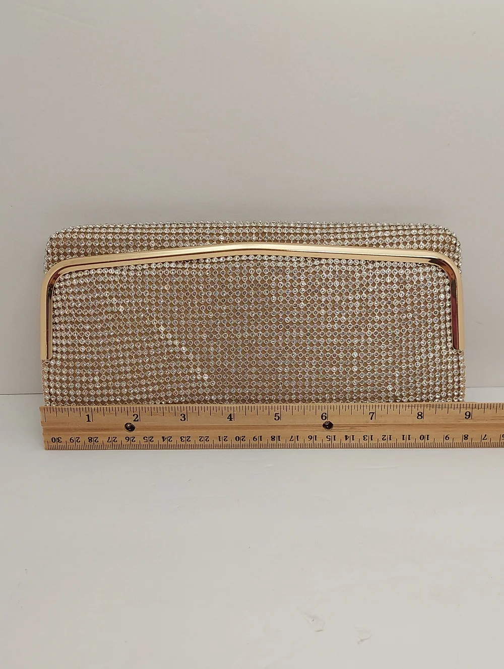 Kelly & Katie Rhinestone Clutch Bag Gold Cream